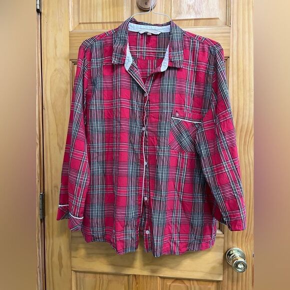 Beautiful Victoria’s Secret red plaid with glitter stripe night shirt - Picture 1 of 7